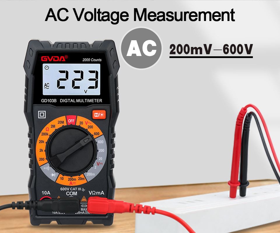 Kejl tal-Vultaġġ DC/AC taċ-Ċina GVDA Mini Digital Multimeter GD103B